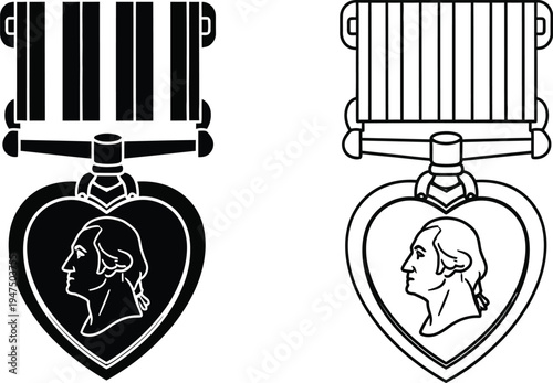 Heart shaped medals with ribbon Vector