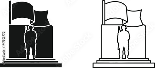 Trophy award with flag and winner concept Vector