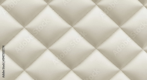 White leather texture with diamond stitching pattern closeup