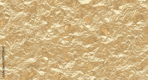 Brown gold crumpled foil texture background metallic shiny abstract pattern