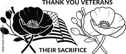 Thank you veterans their sacrifice Vector