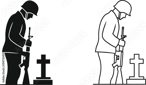 Soldiers mourning fallen comrades Vector