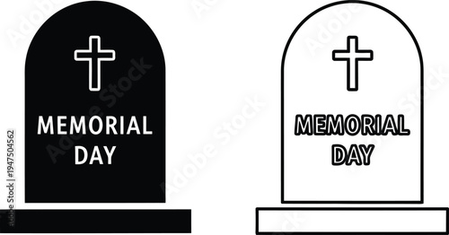 Memorial day tombstones Vector