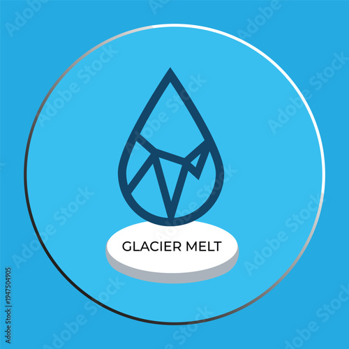 Minimalist Vector Icon of Melting Ice Drop for Environmental Awareness