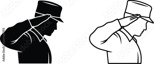 Saluting officers silhouette Vector