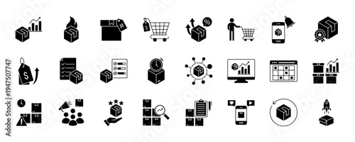 Product Demand icon collection set. Containing design Rising Product Chart, Hot Product, Trending Tag, Flash Sale Demand, High Demand Graph, Launch Hype and more.