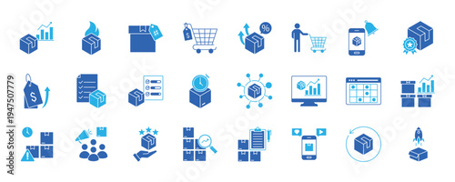 Product Demand icon collection set. Containing design Rising Product Chart, Hot Product, Trending Tag, Flash Sale Demand, High Demand Graph, Launch Hype and more.