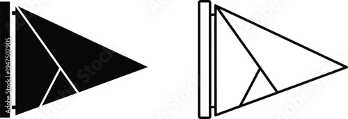 Black and white triangular flags on poles Vector