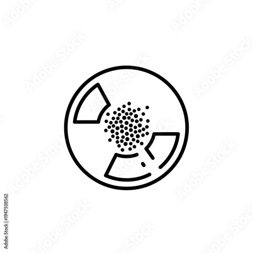 A black and white illustration of a broken plate with pieces missing.