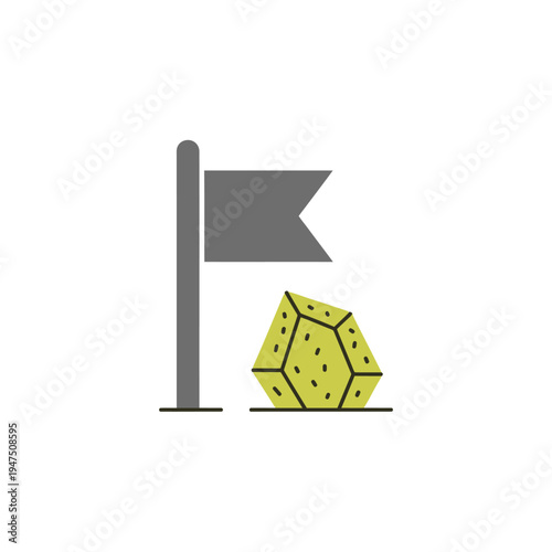 A flag next to a yellow d20.