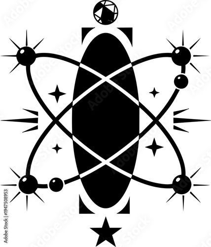 Abstract Y2K Atom Orbit Graphic Icon