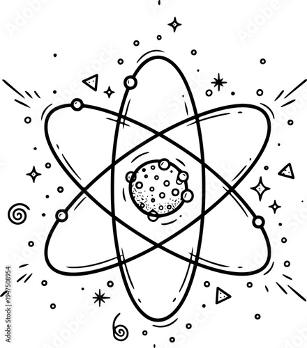 Hand Drawn Atom Structure Illustration