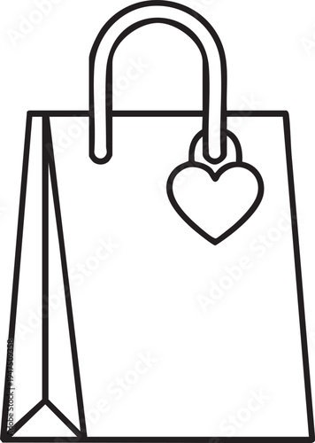 Shopping Bag with Price Tag Line Icon – Retail Store Sale Ecommerce Vector