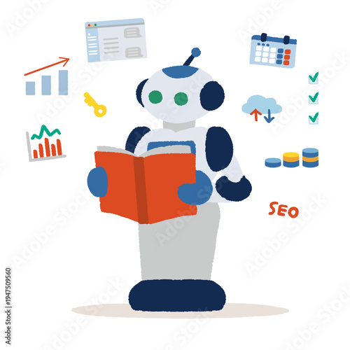 データを学習するAI 人工知能のイラスト