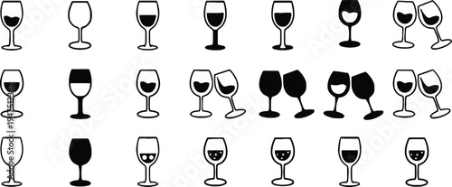 Set of fork and knife utensil silhouettes for restaurant drink and bar design vector illustration