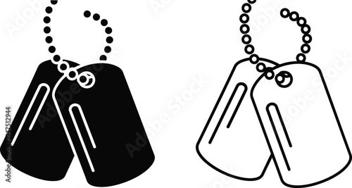 Dog tags pair black white Vector