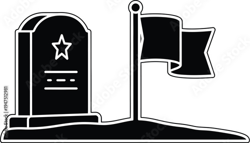Grave cemetery star flag Vector