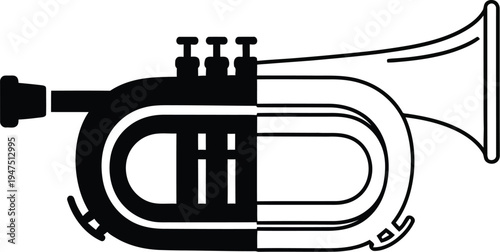 Brass trumpet instrument Vector
