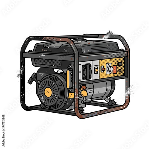 Portable generator, illustration, power supply, backup energy, industrial equipment