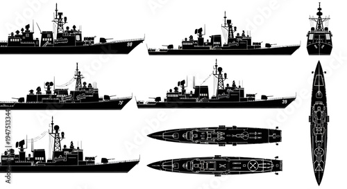 Modern Guided Missile Destroyer Naval Illustration