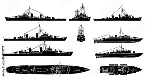 World War II Destroyer Warship Naval Illustration
