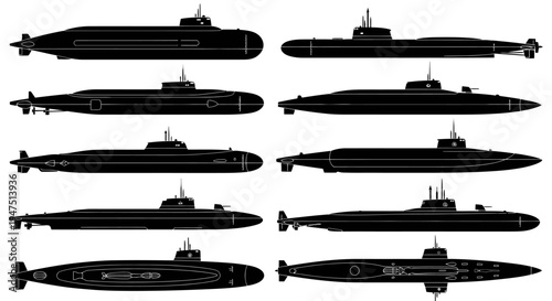 Modern Submarine Fleet Illustration Collection