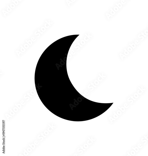 Minimalist Crescent Moon Icon - Black Vector Art
