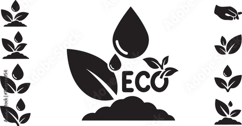 Eco friendly logo with leaf and water drop design