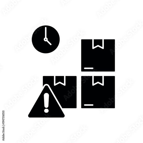 icon a limited supply with stacked boxes and warning alert, isolated against a clean background.