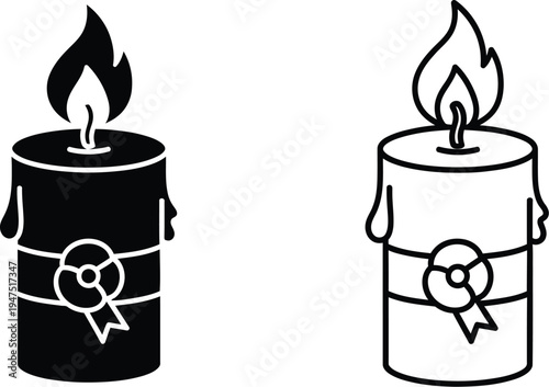 Candle ribbon symbolic black white Vector