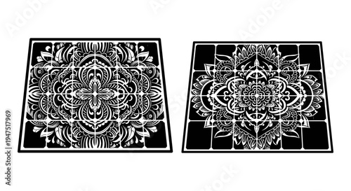 Intricate geometric patterns showcasing symmetrical and repetitive line designs. Vector, illustration