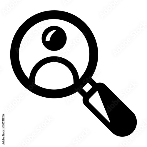 A filled style icon showing search user