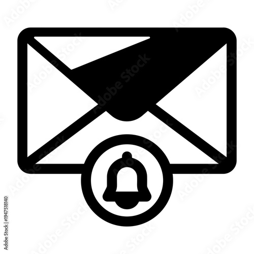 A solid style icon depicting email notification