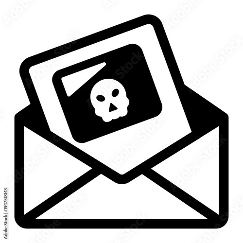 A solid style icon depicting spam mail