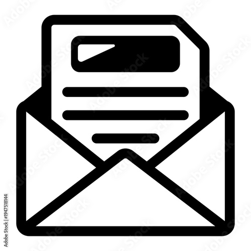 A solid style icon depicting mail