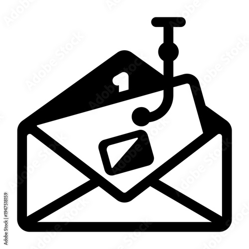 A glyph icon of phishing email