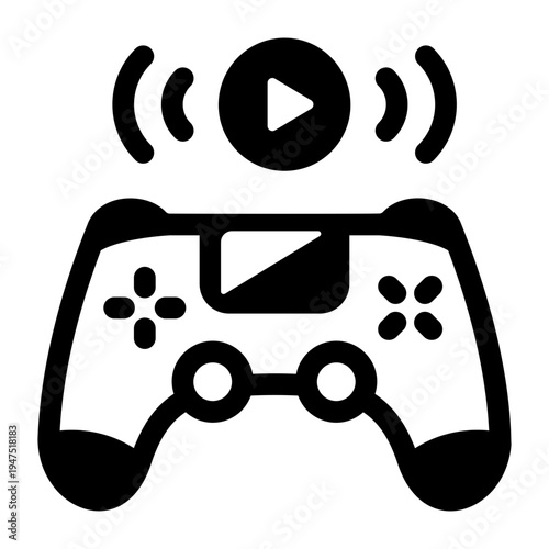 A filled style icon showing game streaming