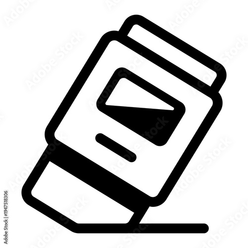 Glyph icon representing an eraser tool