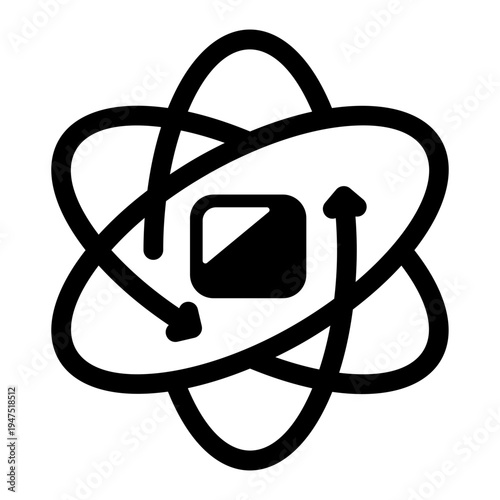 Filled style icon of a quantum computing