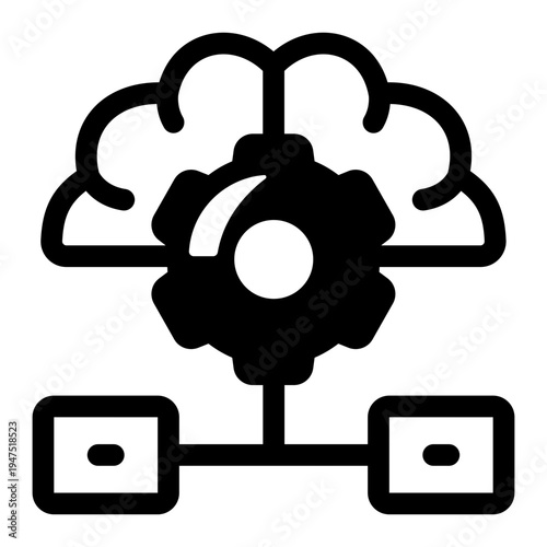 Filled style icon showing deep learning