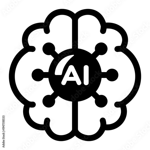 A solid style icon representing an ai brain