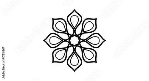 Intricate black floral design resembling a stylized blossom or snowflake