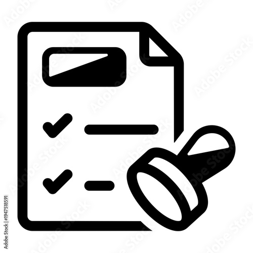 Glyph icon depicting a financial approval