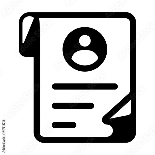 Filled style icon showing a resume document