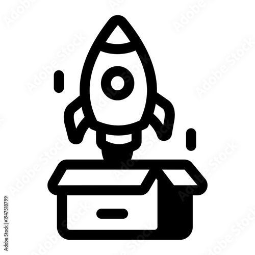 A glyph icon of product launch