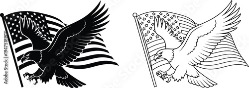 American eagle flags patriotic Vector