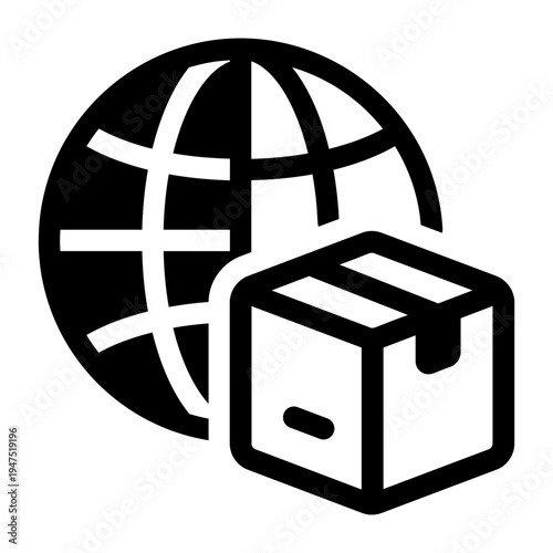 A filled style icon showing global delivery