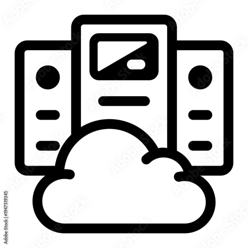 Glyph icon depicting a cloud server