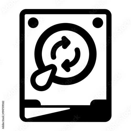 A solid style icon of data recovery