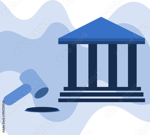 Court building and gavel icon justice courthouse legal symbol